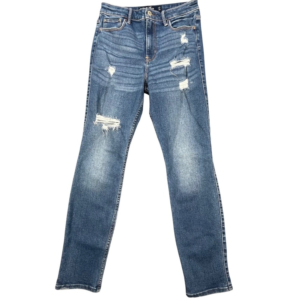 Hollister Blue Distressed Ultra High-Rise Skinny Ankle Jeans Womens 5L